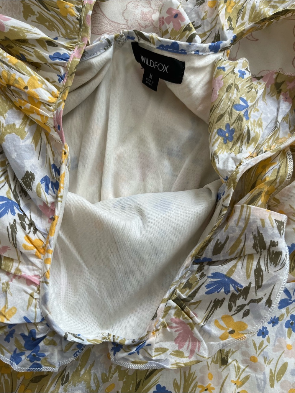 Wildfox Floral Ruffle-Trim Sundress in Yellow and Blue MP - Picture 3 of 6